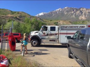 More help from the Utah County Sheriff's Office arrives to help in the search for a child and possibly an adult who were swept down the Provo River Monday afternoon, May 29, 2017. (Photo: Andrew Adams, KSL TV)