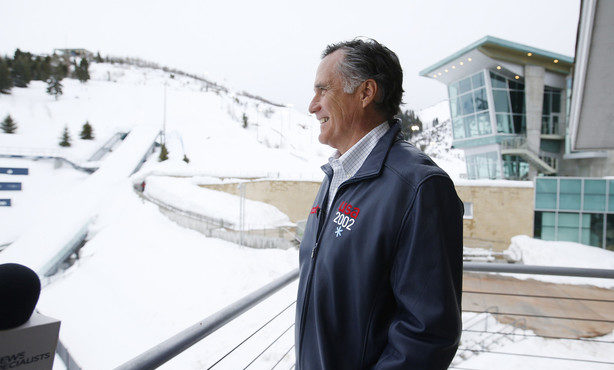 Mitt Romney looks over the Utah Olympic Park in Park City on Friday, Feb. 3, 2017. Romney was at th...