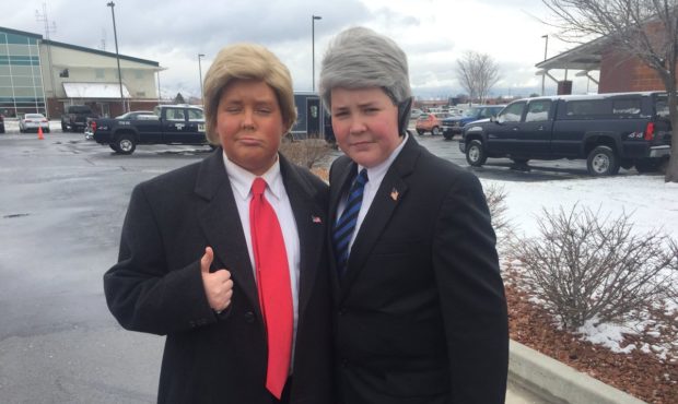 16-year-old twins Trevor and Tristen Tharp, from Magna, were among those who got a handshake from t...