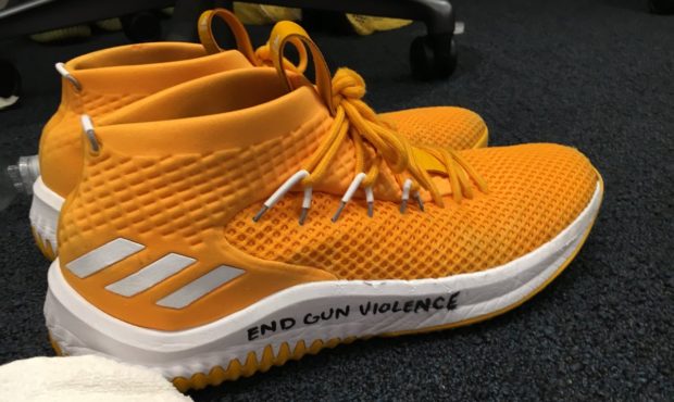 donovan mitchell shoes white and gold