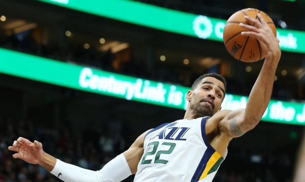 Utah Jazz forward Thabo Sefolosha (22) grabs a rebound as the Utah Jazz and the Philadelphia 76ers ...