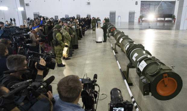 Foreign military attaches and journalists attend a briefing by the Russian Defense Ministry as the ...