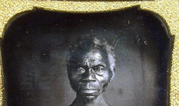 This July 17, 2018 copy photo shows a 1850 Daguerreotype of Renty, a South Carolina slave who Tamar...
