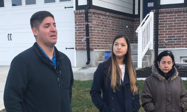 The family of the girl killed when she was hit by a car speaks to the media on Friday, March 29, 20...