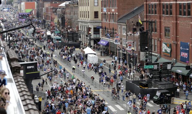 Fans attend the final day of the NFL football draft Saturday, April 27, 2019, in Nashville, Tenn. (...