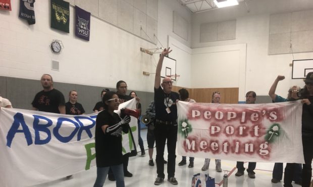 Katie McKellar, Deseret News
Protestors interrupt the Utah Inland Port Authority's monthly board me...