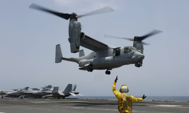 In this Friday, May 17, 2019, photo released by the U.S. Navy, Aviation Boatswain's Mate 2nd Class ...
