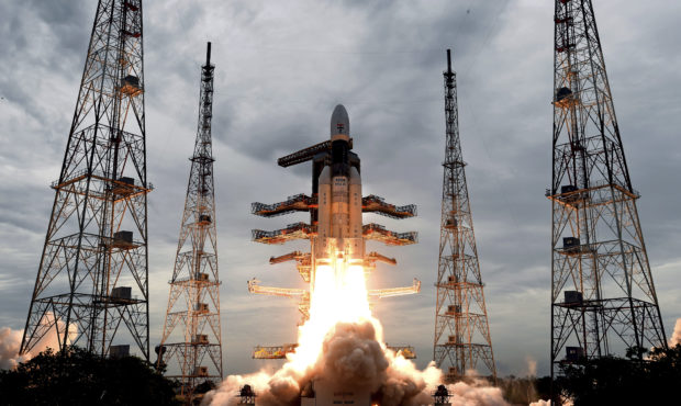 This photo released by the Indian Space Research Organization (ISRO) shows its Geosynchronous Satel...