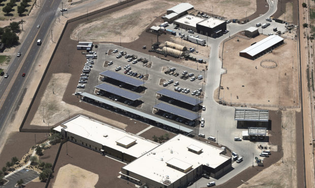 CLINT, TEXAS - JUNE 28:  An aerial view of the U.S. Border Patrol facility where attorneys reported...