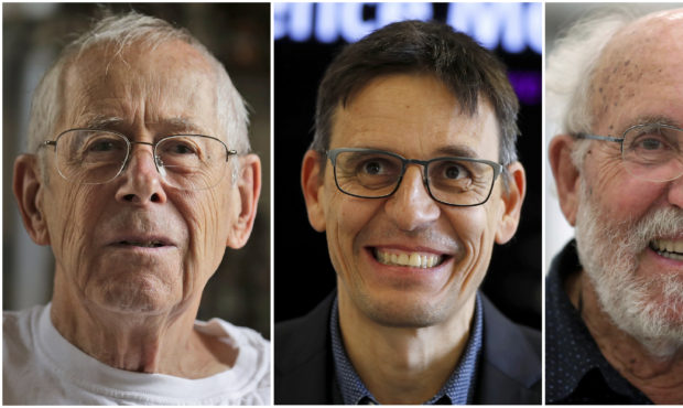 This combination of Oct. 8, 2019, photos shows the Nobel Prize winners in Physics, from left, James...