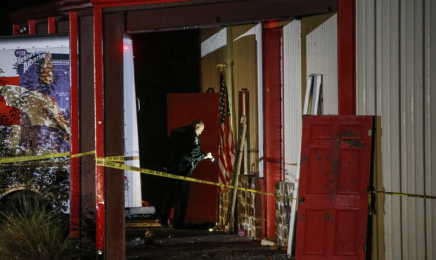 Authorities work the scene after a deadly shooting in Greenville, Texas, on Sunday, Oct. 27, 2019. ...