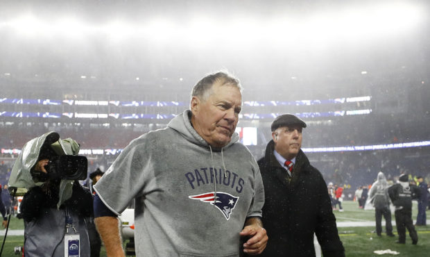 FOXBOROUGH, MASSACHUSETTS - OCTOBER 27: Head coach Bill Belichick of the New England Patriots leave...