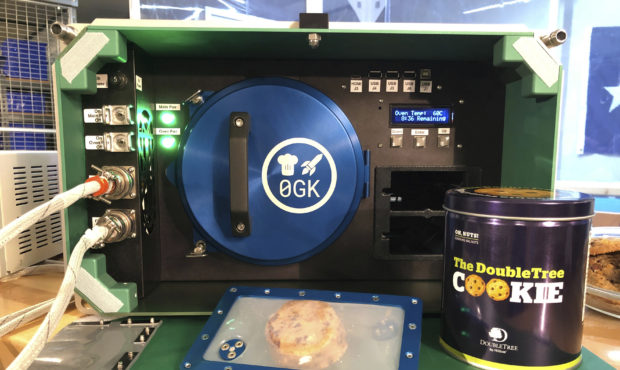 This undated photo made available by Hilton in October 2019 shows a Zero G Kitchen Space Oven. The ...