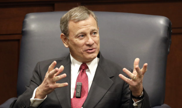 FILE - In this Feb. 6, 2019 file photo, Supreme Court Chief Justice John Roberts answers questions ...