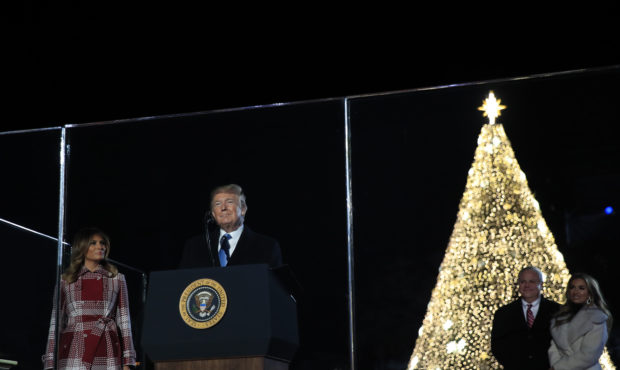 President Donald Trump and first lady Melania Trump attend the National Christmas Tree lighting cer...