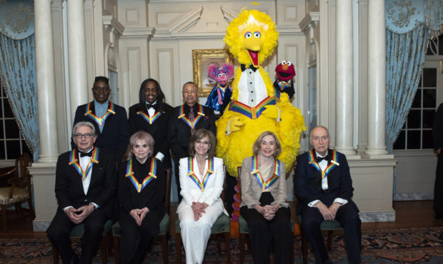 Front row from left, 2019 Kennedy Center Honorees Michael Tilson Thomas, Linda Ronstadt, Sally Fiel...