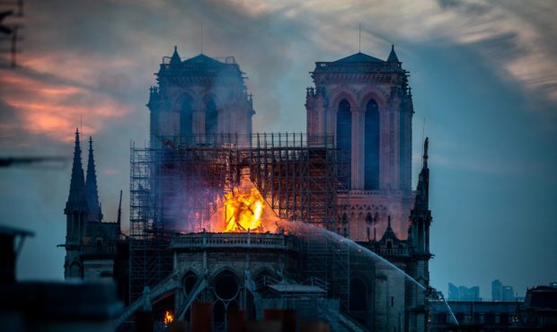 Notre Dame Cathedral on fire. Veronique de Viguerie/Getty Images...