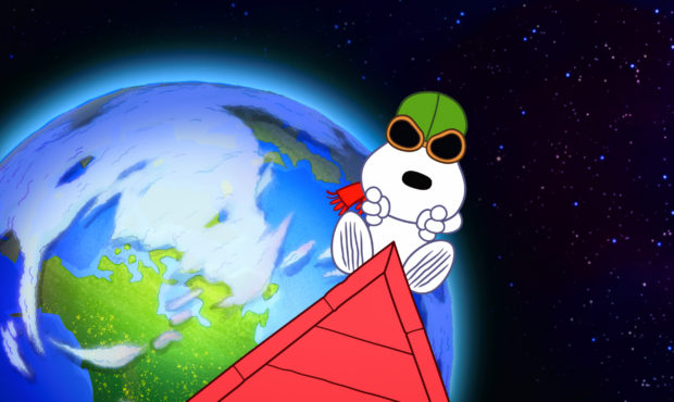 This image released by Apple shows the character Snoopy in a scene from an animated short "Snoopy i...