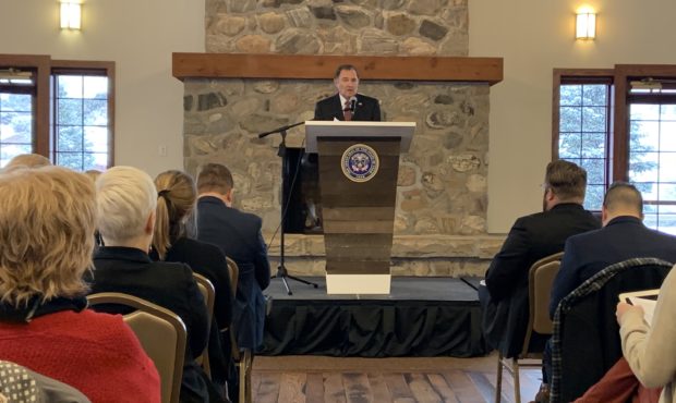 (Gov. Herbert speaking to the audience at This Is The Place Heritage Park.  Credit: Paul Nelson)...