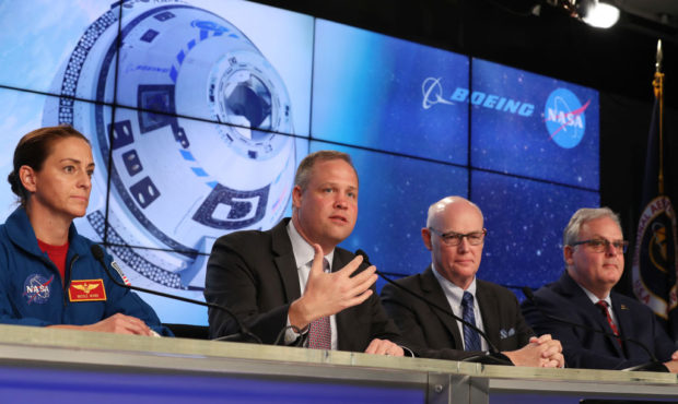 CAPE CANAVERAL, FLORIDA - DECEMBER 20: (L-R) Nicole Mann, NASA astronaut, Jim Bridenstine, NASA Adm...