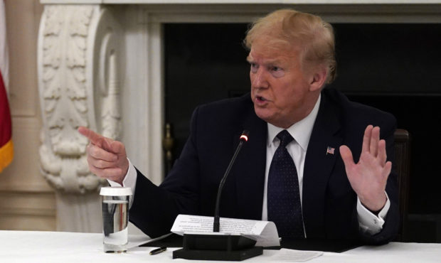 President Donald Trump tells reporters that he is taking zinc and hydroxychloroquine during a meeti...