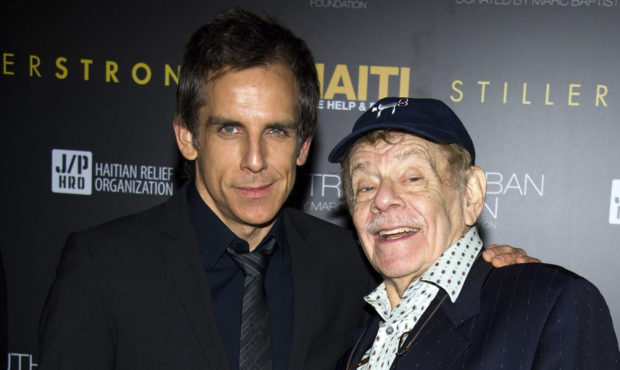 In this Feb. 11, 2011, photo, Ben Stiller, left, and his father Jerry Stiller arrive at the Help Ha...