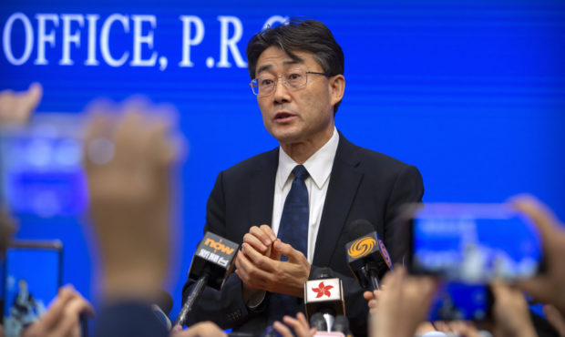 Gao Fu, the head of the Chinese Center for Disease Control and Prevention (China CDC), speaks to jo...
