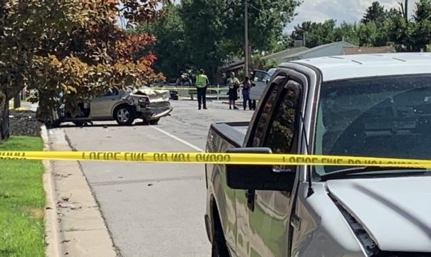 (In the back, the gold Honda that hit the woman and her twin daughters.  In the front, the pick-up ...