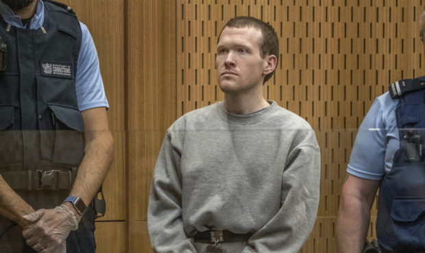 Twenty-nine-year-old Australian Brenton Harrison Tarrant stands in the dock at the Christchurch Hig...