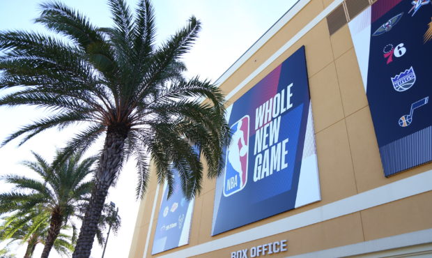 A general view outside of The Field House before Game 5 of an NBA basketball first-round playoff se...