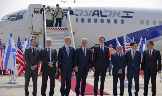 U.S. Presidential Adviser Jared Kushner, center right, and U.S. National Security Adviser Robert O'...