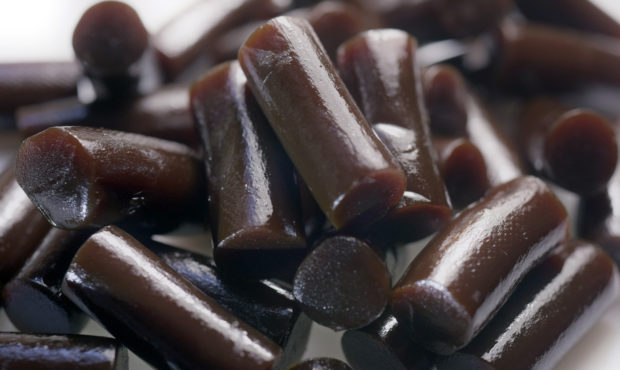 This Wednesday, Sept. 23, 2020 photo shows an arrangement of licorice candy pieces in New York. A M...