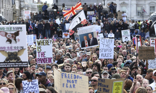 Police clash with protesters at UK COVID-19 demonstration...