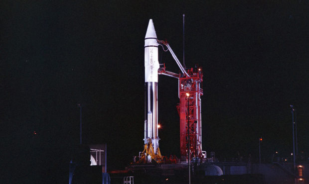 This Sept. 20, 1966 photo provided by the San Diego Air and Space Museum shows an Atlas Centaur 7 r...