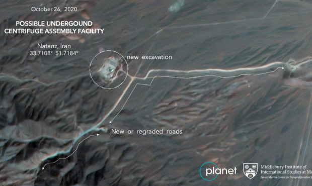 This Monday, Oct. 26, 2020, satellite image from Planet Labs Inc. that has been annotated by expert...