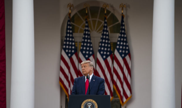 President Donald Trump speaks in the Rose Garden of the White House, Friday, Nov. 13, 2020, in Wash...