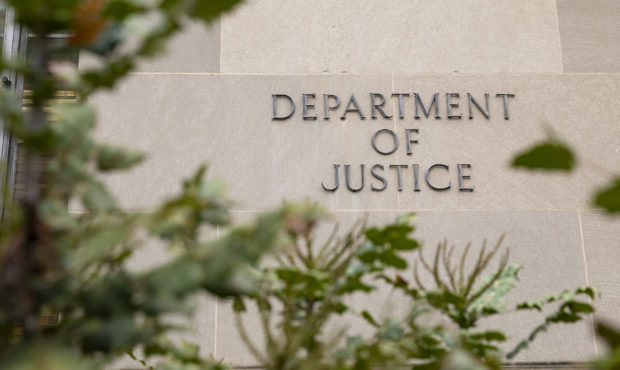 Justice Department building sign...