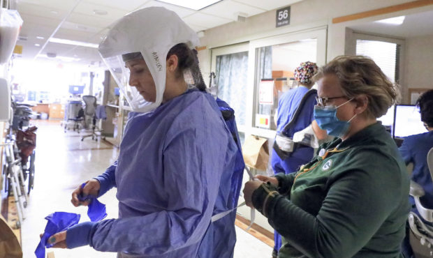 FILE - In this Nov. 5, 2020, file photo, Deb Dalsing, nurse manager of the COVID-19 treatment unit ...