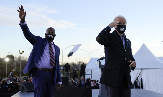 President-elect Joe Biden campaigns in Atlanta, Monday, Jan. 4, 2021, for Senate candidates Raphael...
