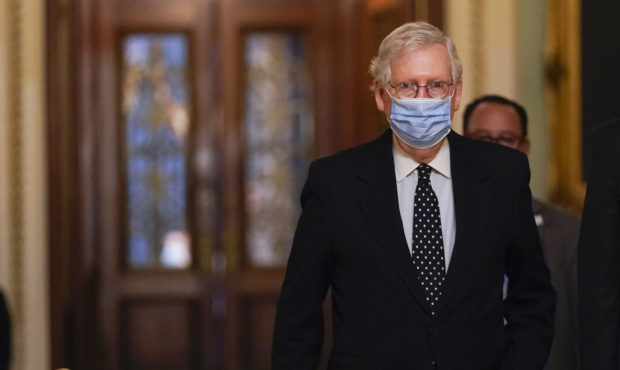 Senate Majority Leader Mitch McConnell of Ky., walks from the Senate floor to his office on Capitol...