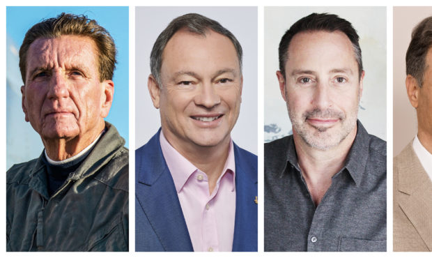 This combination of photos provided by Axiom Space in January 2021 shows, from left, Larry Connor, ...