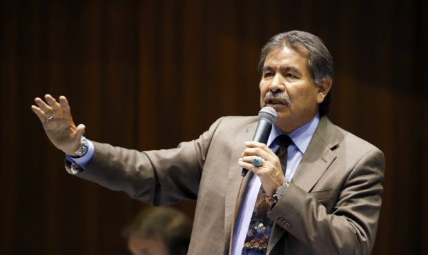 FILE - In this March 4, 2015, file photo, then-Rep. Albert Hale, D-St. Michaels, talks at the Arizo...