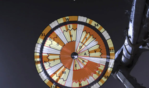 This illustration provided by NASA shows a diagram added over the parachute deployed during the des...