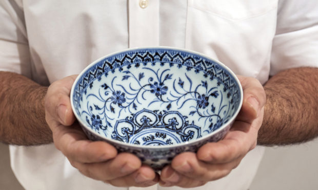 This photo, provided by Sotheby's, in New York, on Tuesday, March 2, 2021, shows a small porcelain ...