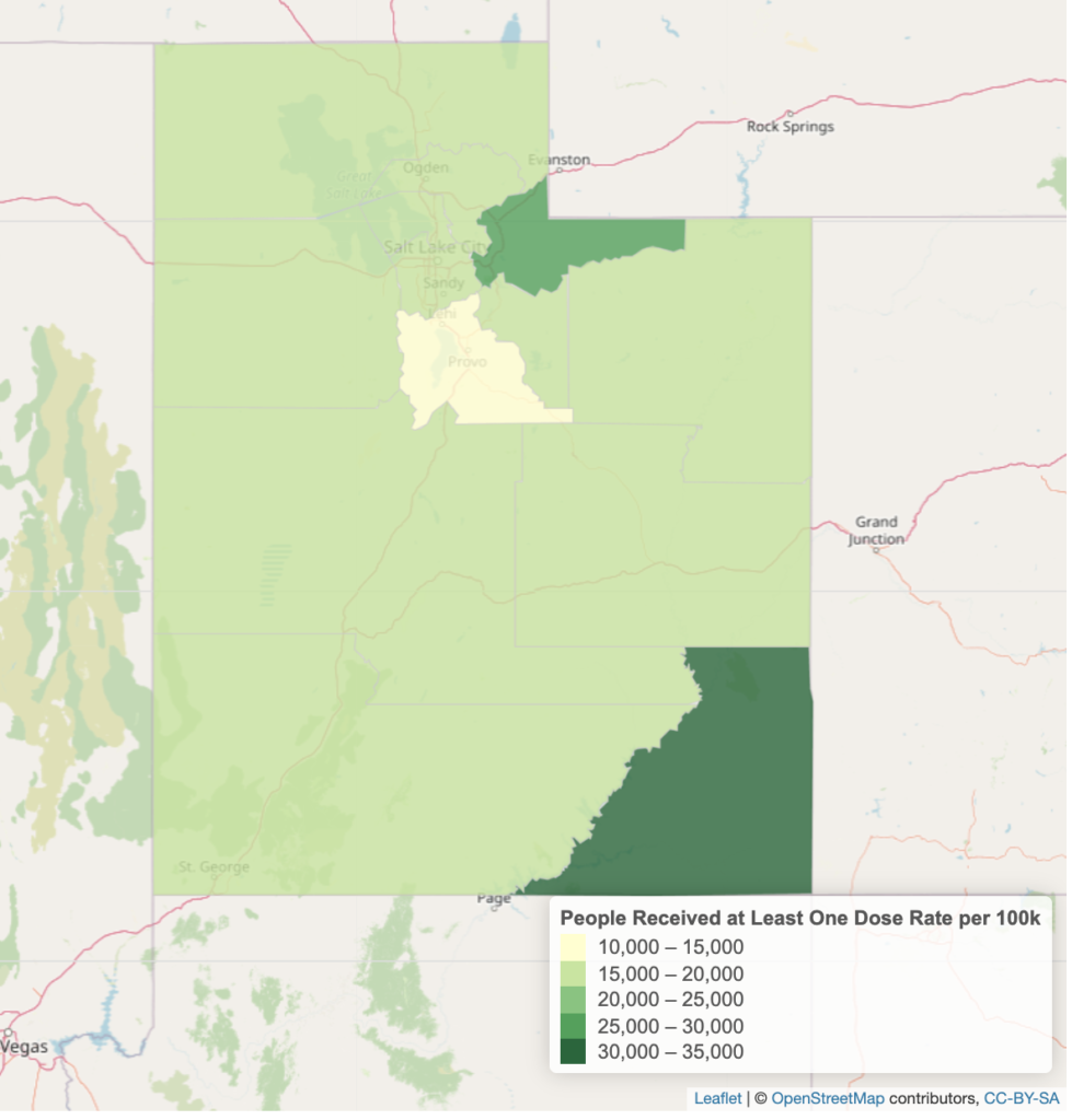 where are utah residents vaccinated for COVID-19?