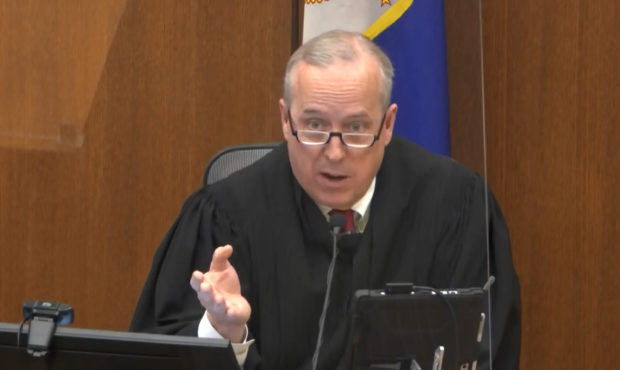 In this image from video, Hennepin County Judge Peter Cahill discusses motions before the court Th...