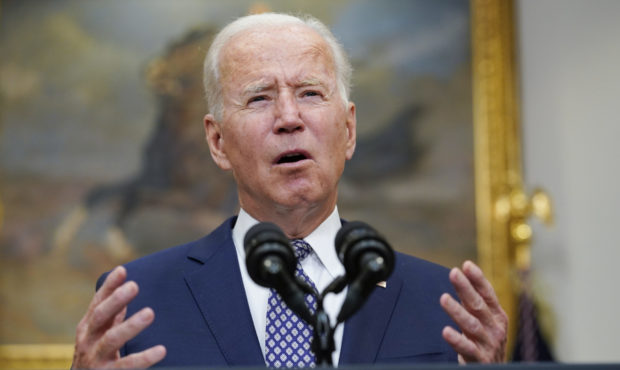 President Joe Biden speaks about the situation in Afghanistan from the Roosevelt Room of the White ...