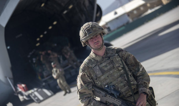 Photo issued on Saturday Aug. 28, 2021 by Britain's Ministry of Defence (MoD) showing UK military p...