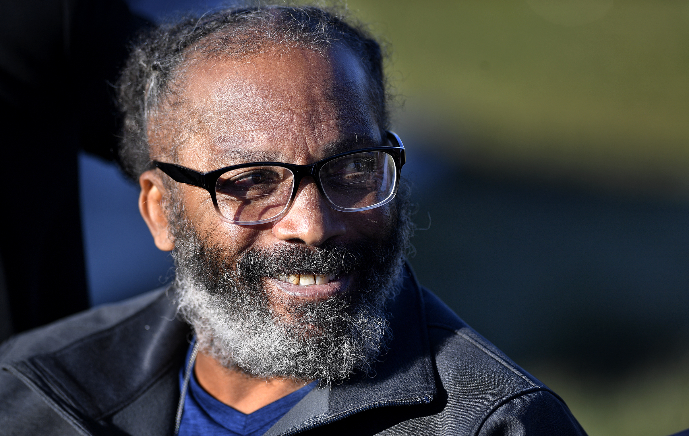 Kevin Strickland, 62, managed a smile while talking to the media after his release from prison, Tue...
