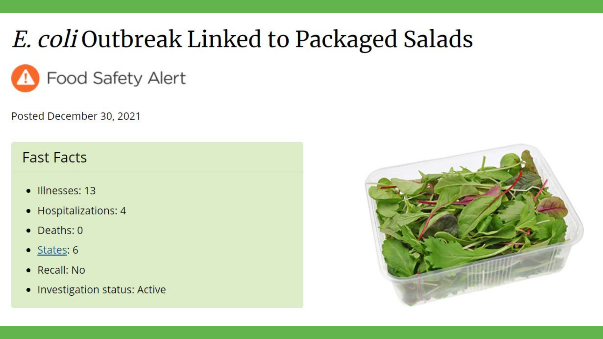 CDC alert issued for bagged Simple Truth, Nature's Basket greens